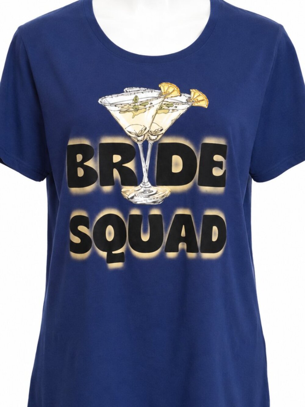 XL Cotton Womens Navy Bride Squad Martini Graphic T-Shirt Bachelorette Party NWT